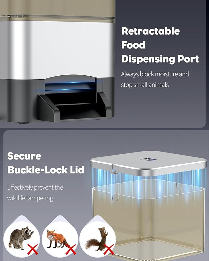 Pawfly Automatic Fish Feeder - Large Capacity Vacation Timer, Moisture-Proof Outdoor Koi Fish Feeder, Battery Powered
