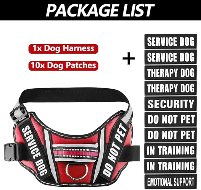 Dog Vest Harness and Patches Set, Animire in Training Service Dog Harness with 10 Dog Patches, Reflective Dog Vest with Handle for Small, Medium, Large, and Extra-Large Dogs