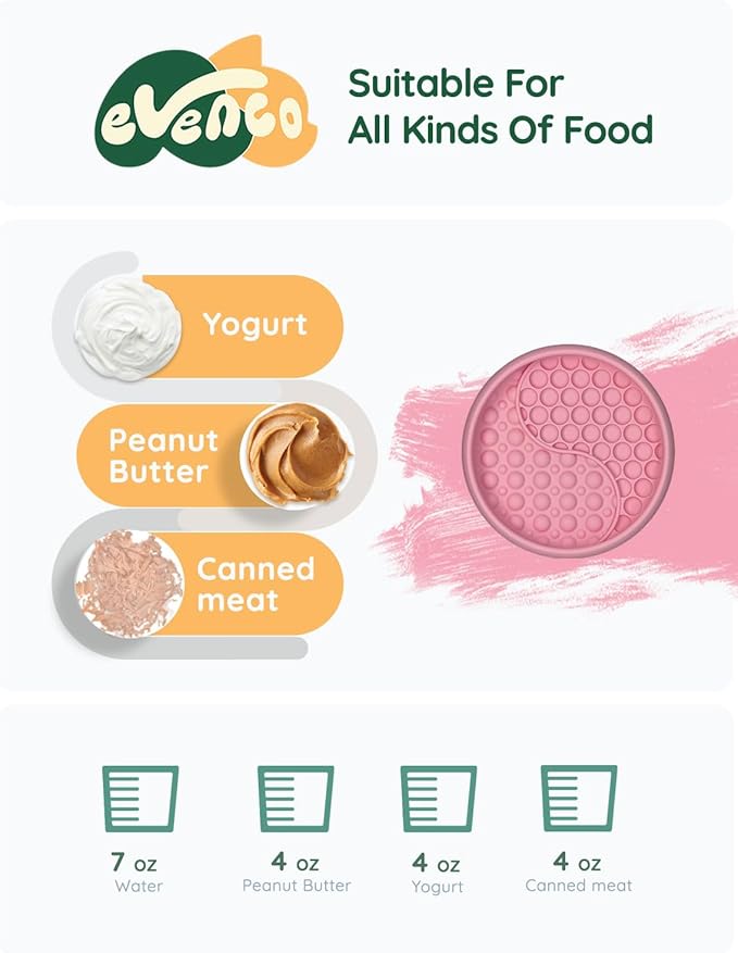 Lick Mat for Dogs, Silicone Slow Feeder Licking Mat with Non-Slip Suction Cups, Freeze-Friendly Lick Bowl for Enrichment Play, Anxiety Relief & Keeps Busy (6.0" x 1.0" Pink)