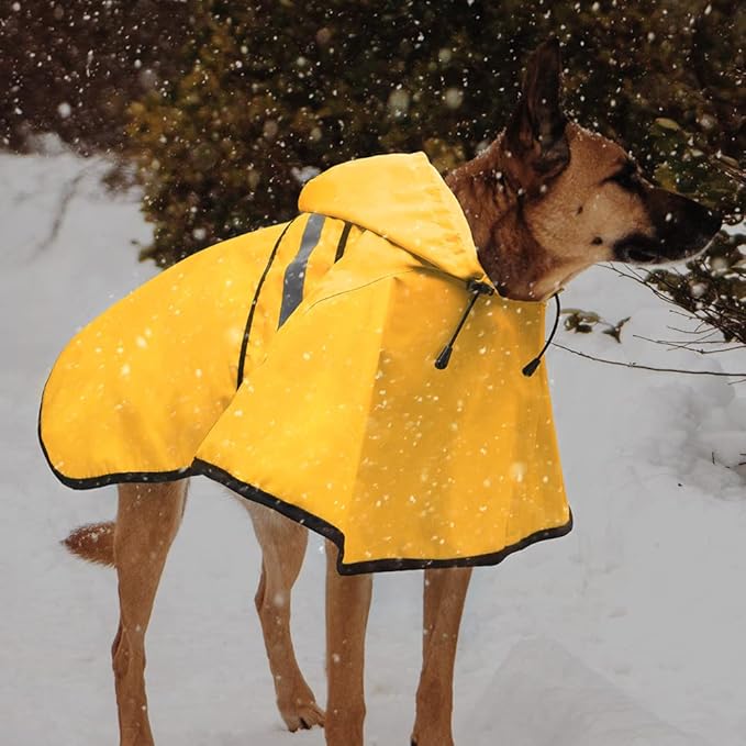 Candofly Dog Raincoat, Waterproof Dog Coat Reflective Dog Rain Jacket with Harness Hole, Hooded Pet Ponch Slicker for Large Dogs (XX-Large, Yellow)