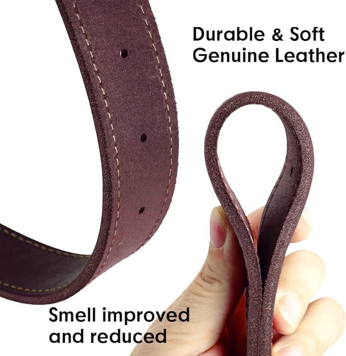 Moonpet Personalized Custom Leather Dog Collar with Engravable Nameplate with Airtag Holder Case - Durable Name Tag Collar - Customizable Dog Collar - Comfortable ID Collars for Small Dogs-Brown-S