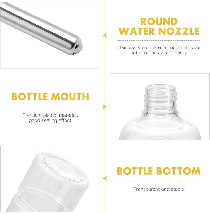 TEHAUX Parrot Water Feeder Pet Hanging Water Feeding Bottle No Drip Dispenser Pet Supplies with Stainless Steel Ball Nipple for Rabbits Guinea Pigs Hamsters Chinchillas 2pcs