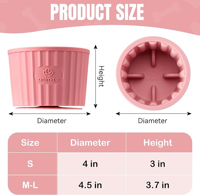 Dog Lick Bowl, Anxiety Relief Dog Licking Mat Freezer Treat Dispenser, Non-Slip Anti-Choking Silicone Slow Feeder Lick Bowl for Small Medium & Large Breed Dogs, BPA Free(Pink,S)