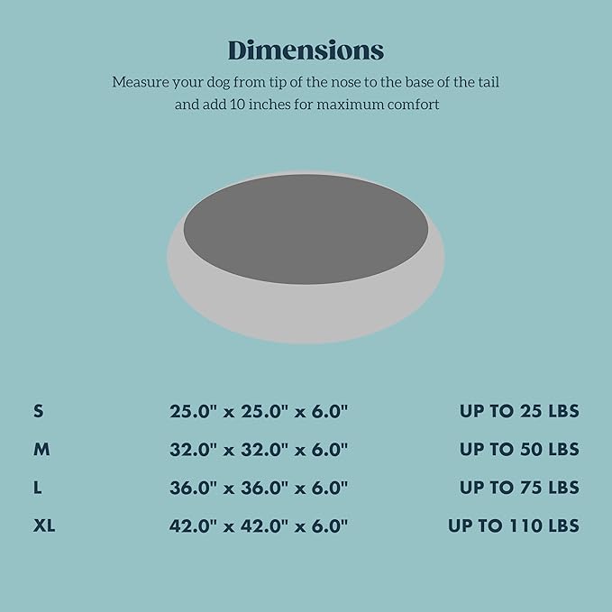 Stoutwool Indestructible Dog Bed - Round Chew Proof Dog Pad - Fluffy Pillow Bed for Aggressive Chewers - Durable - Washable - Ideal for Medium Breeds - 32", Charcoal