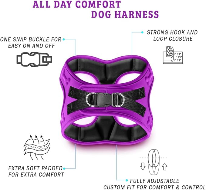 Comfort fit Step-in Dog & Puppy Harness - Comfortable All Weather Dog Vest Harness: Adjustable, Soft Padded, Easy to Put-on for Small, Medium-Sized Dogs.