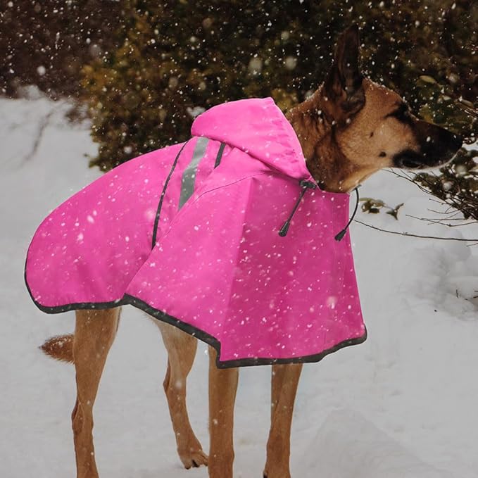 Candofly Reflective Dog Raincoat - Waterproof Dog Rain Jacket with Leash Hole, Hooded Dogs Ponch Slicker for Large Dogs (Pink, X-Large)