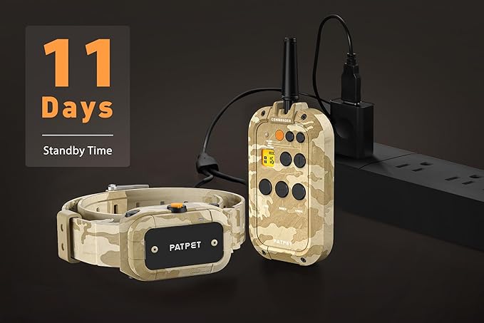 PATPET Dog Shock Collar with Remote 3/4 Mile Range Dog Training Collar Include Rechargeable Waterproof E Collar, Outdoor Training Shock Collar for Medium Large Dogs Camouflage (15-140 lbs)