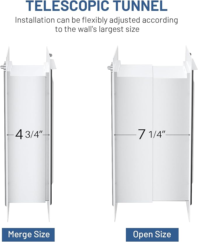 Pet Door for Wall - Steel Frame, Telescoping Tunnel & Double Silicone Flaps Dog Door, Cat Doors with Secure Lock (Cat Up to 10 lbs) - Small