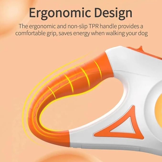 Best Dog Supplies Luminous Retractable Dog Leash with Front Safety Led Light - 5M/16ft 360°Tangle-Free Training Leash for Ultimum Freedom with Anti Slip Handle Dogs & Cats - Orange