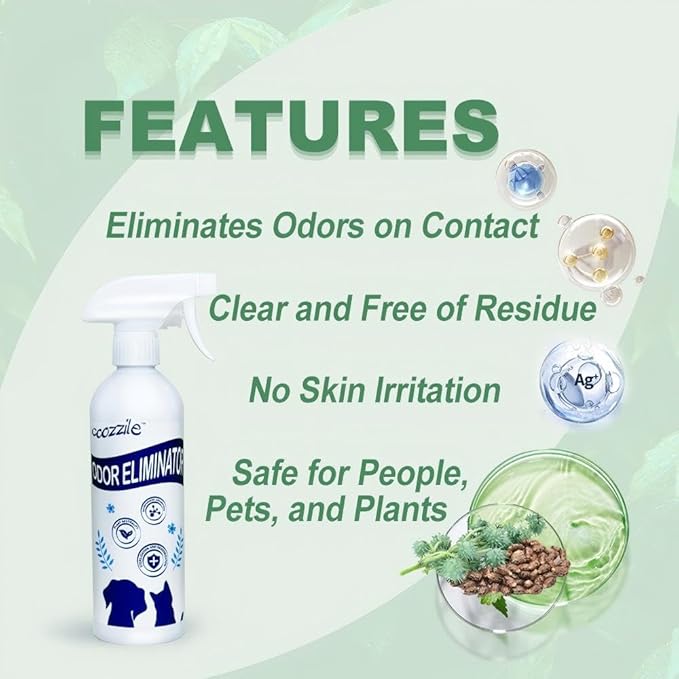 Pet Odor Eliminator for Strong Odor Fragrance Free Colorless and Odorless 16.9oz Spray with Safe Highly Effective Ingredients Carpet Deodorizer and Cat Litter Deodorizer Suitable for Dogs and Cats