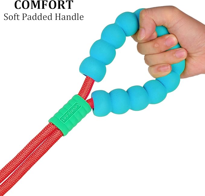 JSXD Dog Leash,5 FT Heavy Duty Dog Training Leash,Double Handle Comfortable Padded Hands Free Dog Leash,Adjustable Crossbody Waist Leash for Small Medium Large Dogs(Red)