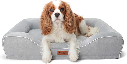 Orthopedic Dog Beds for Medium Small Dogs with Removable Washable Cover Rectangle Pet Sofa with Cooling Gel Memory Foam Anti-Slip Bottom Waterproof for Old Pets or Cat,28" L x 23" W x 6.5" Th