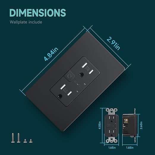 TOPELER 2Pack Smart Power Wall Outlet, 15 Amp WiFi Socket Divided Control, Remote Control by Smartphone, Compatible with Alexa and Google Home, No Hub Required, Black, ETL&FCC Listed, 2.4G WiFi Only