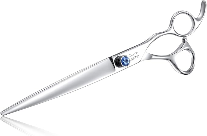 JASON 8" Straight Dog Grooming Scissors Long Pets Grooming Shears Premium Cats Trimming Kit with Offset Handle and a Jewelled Screw Sharp Comfortable Christmas Gift