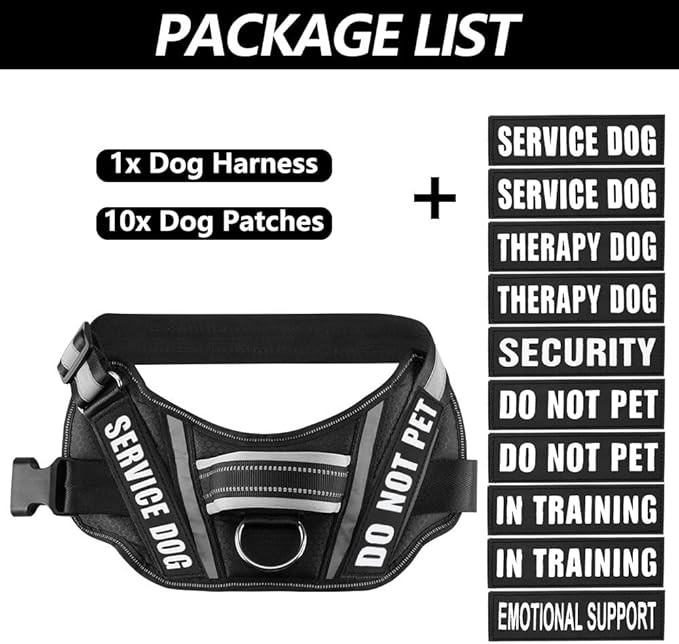 Dog Vest Harness and Patches Set, Animire in Training Service Dog Harness with 10 Dog Patches, Reflective Dog Vest with Handle for Small, Medium, Large, and Extra-Large Dogs