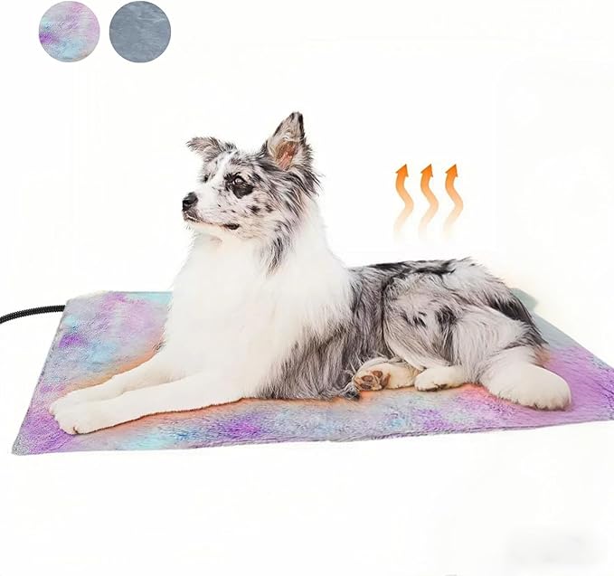 Pet Heating Pad, Indoor Waterproof Electric Heating Pad for Dogs Cats with Two Level Adjustable Temperature, Chew Resistant Cord, Detachable Cover -Large 27.5x17.7x0.5 (Color)