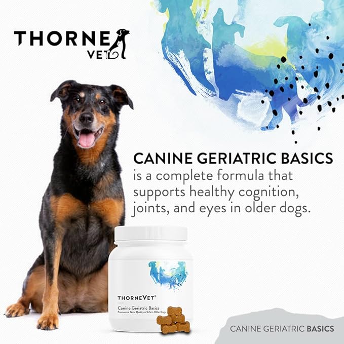 ThorneVET Canine Geriatric Basics – Senior Dog Multi-Vitamin/Mineral Formula Supports Healthy Cognition, Joints, and Eyes, 90 Soft Chews