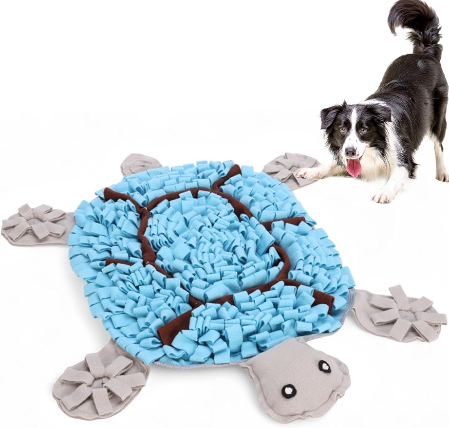 Snuffle Mat for Dogs, Turtle Design 28.8''×22.8 ''Inch Large Snuffle Mat for Dogs, Slow Feeder Dog Food Mat, Mental Stimulation Enrichment Puzzle Feeder Dog Toy for Anxiety Relief（Blue）