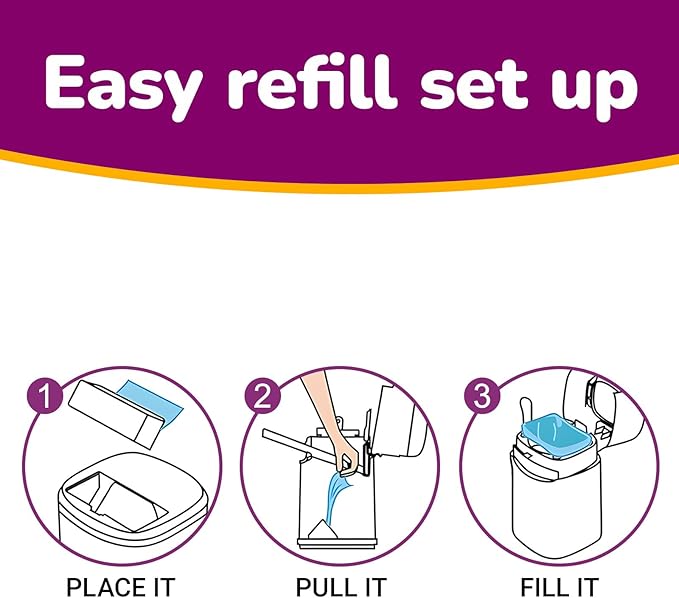 Cat Litter Refill Bags Compatible with Litter Genie Easy Roll Pail | Long-lasting Easy Roll Refill Bags 50 Count (2 Pack) | Odor Control & Plant Scented