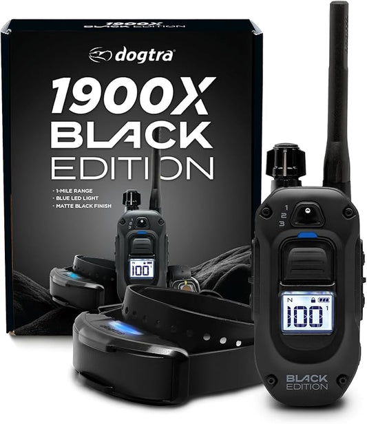 Dogtra 1900X Black Edition E-Collar - 3/4 Mile Range, Dogs 45 lbs+, IPX9K Waterproof, 100 Stimulation Levels, Vibration, Tone, Rechargeable - Ideal for Dog Owners and Professional Trainers