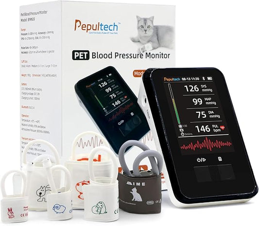 Veterinary Blood Pressure Monitor, Automatic Digital BP Machine for Dogs Cat,Silent Operation Feline Blood Pressure Monitor,3.5 inch LCD Screen and 1000 Sets Data Memory,One Button Operation