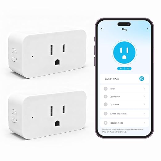 DAYBETTER Smart Plug 15A/1800W, Smart Plugs Compatible with Alexa and Google Home, 2.4GHz WiFi Bluetooth Alexa Smart Plugs, Smart Outlet with APP Control, Timer & Schedule, 2Pack