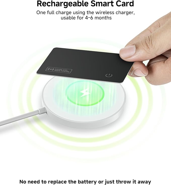 JTD Mini Trackers & Wallet Tracker Card, Find My Smart Wallet Card Rechargeable, IP68 Waterproof, Compatible with Apple (iOS Only), Luggage Label Item Locator (2tags1card)