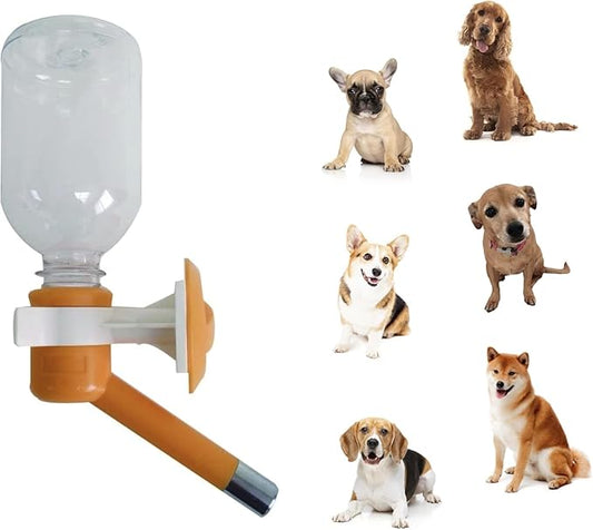 Choco Nose Patented No-Drip Dog Water Bottle/Feeder for Dogs/Cats and Other Small-Medium Sized Animals - for Cages, Crates or Wall Mount. 10.2 Oz. Mess Free Leak-Proof Nozzle 16mm, Orange (C590)
