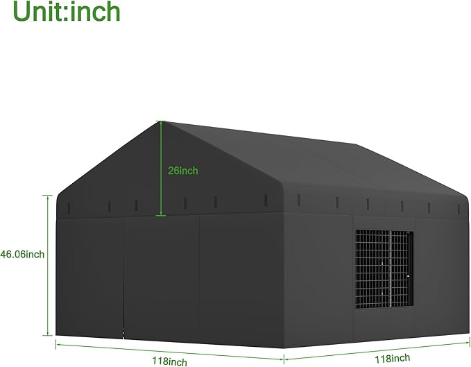 Outdoor Dog Kennel Cover 118" W x 118" D x 72.5" H