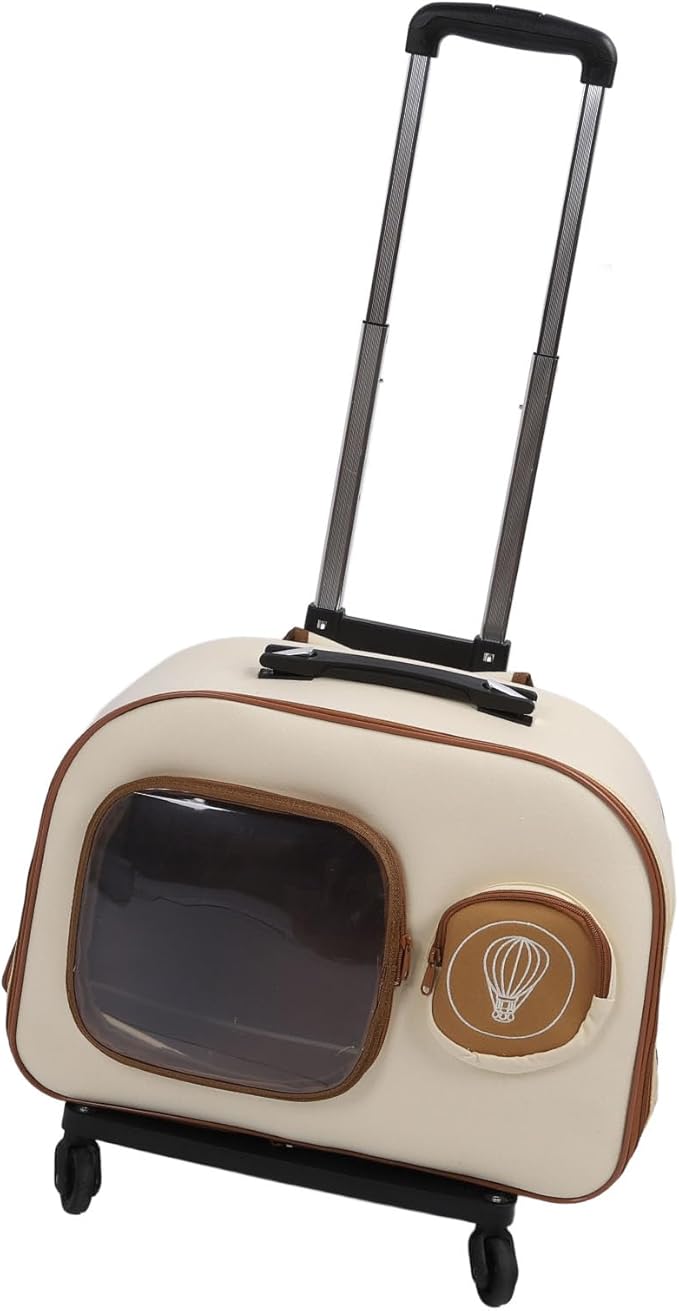 Pet Trolley Case, HardSided Carriers Pet Backpack Soft Lined Roller Bag Outdoor Dog Crate for Travel Hiking Camping Trolley Case, Large Capacity Wheeled Portable
