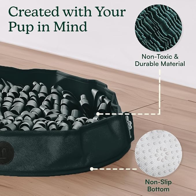 Reggie Stimulating Feeder Mat for Dogs | Slow Feeding Snuffle Mat to Reduce Speed Eating, Stress & Boredom | Dog Enrichment Toy for Mental Stimulation | Vet-Approved, Durable & Washable | Hunter Green