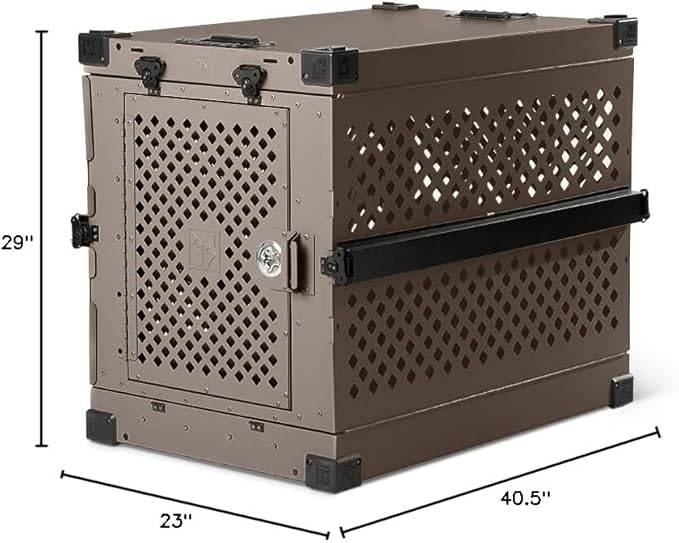 Impact Collapsible Dog Crate - Foldable Hard Crate for Large Dogs - Heavy Duty Travel Kennel with Powder-Coated Aluminum - Quick Setup for Indoor & Outdoor (Gray, 40" (40.5" L x 23" W x 29" H))