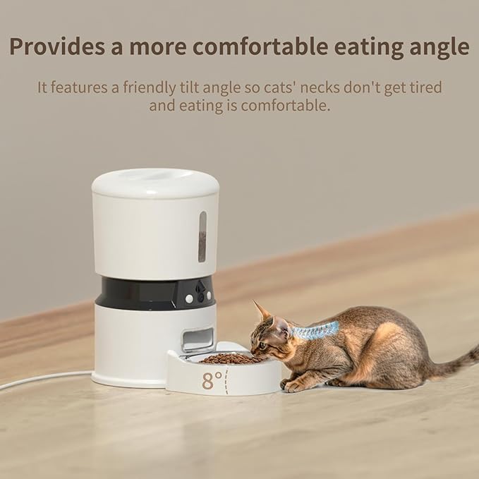 Automatic Cat Feeders with 2 Cameras and App, 4L 1080P HD Timed Pet Feeder Smart Dog Food Dispenser 2-Way Audio for Cats/Small Dogs, Cat Food Dispenser with Night Vision/Motion Alerts, WiFi 2.4G