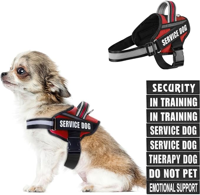 Dog Vest Harness and Patches Set, Animire in Training Service Dog Harness with 10 Dog Patches, Reflective Dog Vest with Handle for Small, Medium, Large, and Extra-Large Dogs