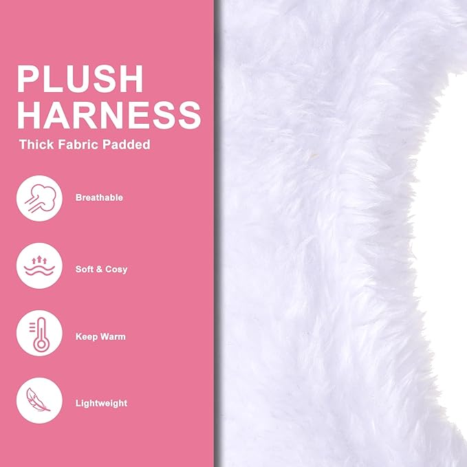 EXPAWLORER Fleece Lined Step-in Dog Harness - Soft Plush Padded Puppy Harness and Leash Set with Adjustable Dog Collar, No Pull Escape Proof Suede Dog Vest Harness for Small Dogs, Pink S