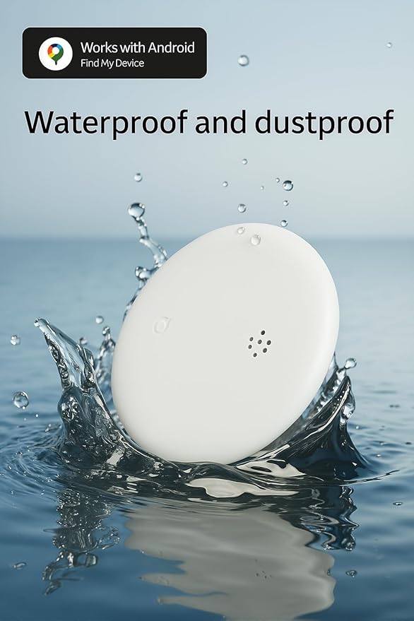 Android Compatible with Air Tags, Air Tracker Tag with Google Find My Device App, Bluetooth Tracker for Android Phones, Dog GPS & Cat Tracker, Smart Tracking Tag for Keys, Suitcase (1, White)