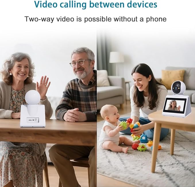 Two Way Video Camera,Indoor Home Security Cameras Baby Monitor Pet Dog Camera with Phone App,Motion for Elderly/Nanny/Pet/Dog/Baby,Audio Calling Device Pan Til,Motion Detection