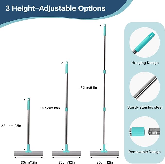 3 in 1 Carpet Rake for Pet Hair Removal, Reusable Pet Hair Remover Broom with 54" Adjustable Long Handle, Dog Cat Carpet Scraper Brush Tool Kit for Cleaning, Dog Fur Broom for Rugs, Mats, Couch