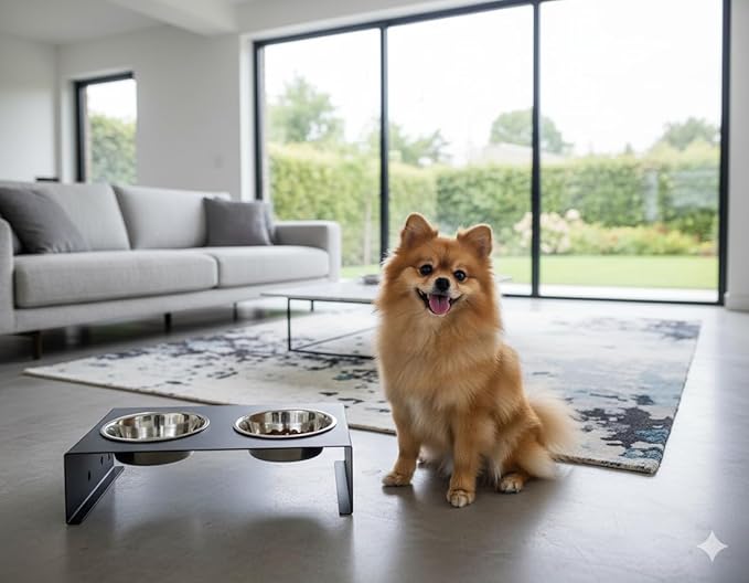 Elevated Dog Bowls for Food and Water with 2 Stainless Steel Bowls - Pet Feeder Stand, Raised Bowl Stand for Dogs and Cats - Dog Food and Water Bowl Set by Calaox