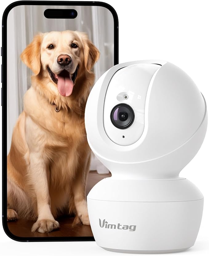 VIMTAG 2.5K 5G Indoor Camera, Pet Camera with Speaker Pan-Tilt, Free AI Detection Cameras for Home Security Baby Dog Nanny w/Motion Tracking Night Vision Phone App,2-Way Audio, 24/7 SD & Cloud Storage