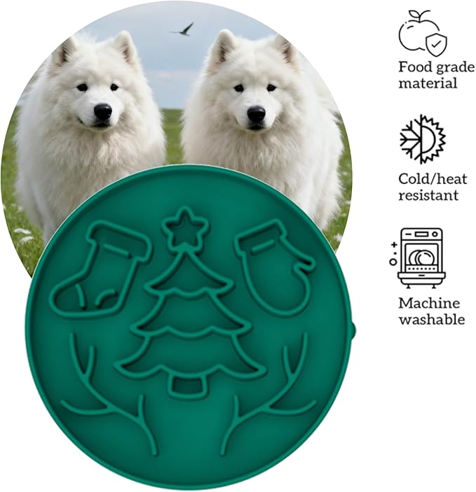QISHENG - Silicone Slow Feeder Dog Bowl,Christmas Bowl to Slow Down Eating, Food-Grade Non-Slip Dog Dish for Anti-Bloat, Fast Eating Prevention, Dishwasher Safe