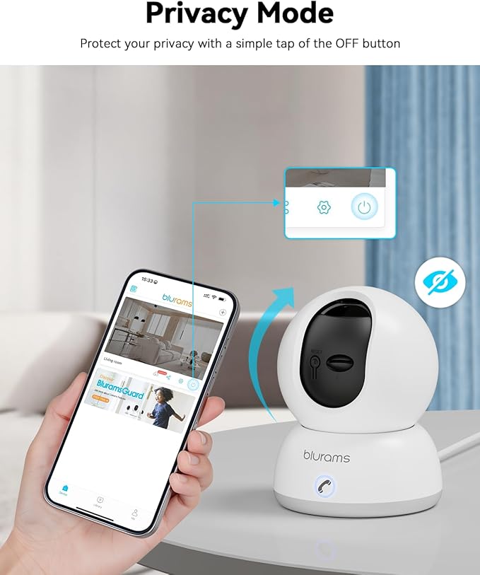 blurams Cameras for Home Security, 2K Pet Camera with Phone App, 360° PTZ Indoor Cameras, 2-Way Talk, Motion Tracking, Color/IR Night Vision, Compatible with Alexa, 8MP, Wi-Fi 6