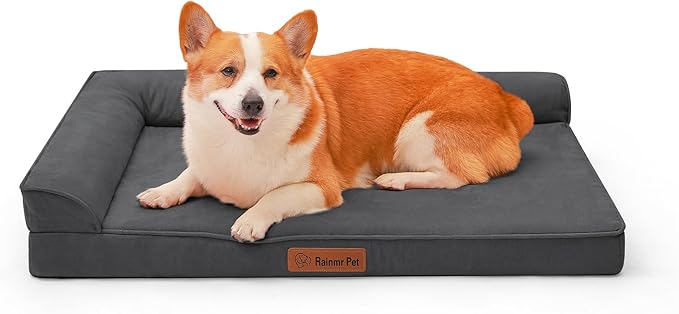 Orthopedic Dog Bed for Medium Dogs, 35"x23"x6" Memory Foam Pet Bed with Washable Microsuede Cover, TPU Waterproof Liner & Nonskid Bottom, for Indoor, Outdoor, Crate ＆ Car Use, Dark Grey