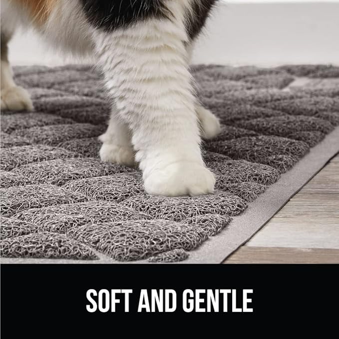 GORILLA GRIP Cat Litter Box Mat, Water Resistant, US Designed Kitty Litter Trapping Mats, Easy to Clean, Scatter Control, Less Mess and Clean Floors, Kitten Supplies for Indoor Cats, 24x17 Gray