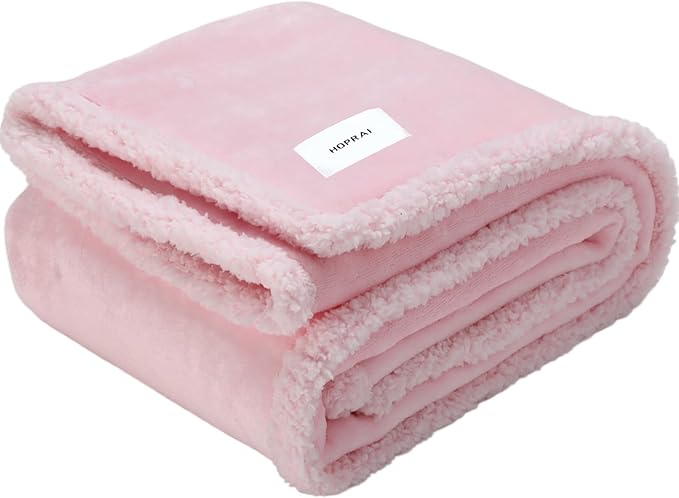 Dog Blanket, Waterproof Reversible Sherpa Fleece Throw Blanket, Furniture Cover for Bed, Couch, Sofa Protection from Liquid Pee and Pet Fur of Puppy, Cat (Pink XS20*27inches)