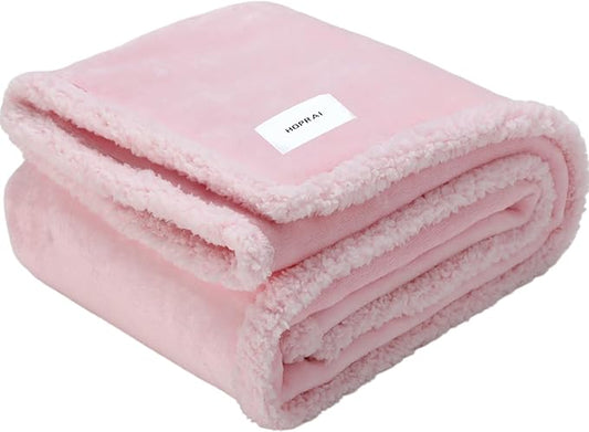 Dog Blanket, Waterproof Reversible Sherpa Fleece Throw Blanket, Furniture Cover for Bed, Couch, Sofa Protection from Liquid Pee and Pet Fur of Puppy, Cat (Pink XS20*27inches)