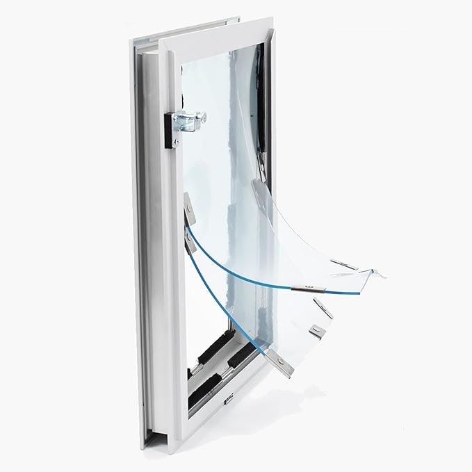 Door Model | Cat & Dog Doors | Energy Efficient Double Vinyl Flaps | Locking Security Cover | Skilled Install Required | Heavy Frame of Extruded Aluminum | Steel Reinforced Corners | Hale Pet Door
