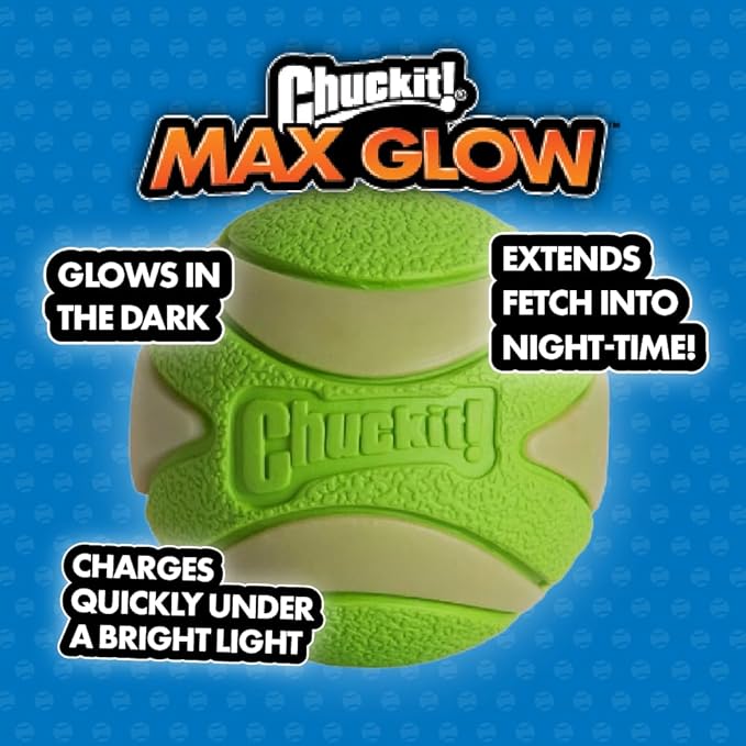 Chuckit! Glow in the Dark Bouncy Balls - Ball for Dogs, Chuckit Dog Toy, Max Glow Balls - Extra-Large, 3.5 Inch, Pack of 1