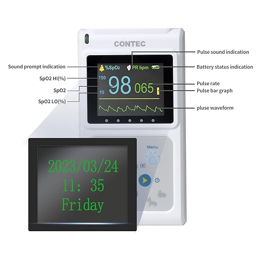 CONTEC CMS60D-VET Veterinary Pulse Oximeter Vet SPO2 Pulse Rate Monitor Ear/Tongue SPO2 Sensor