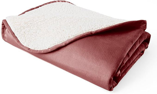 Waterproof Dog Blankets for Medium Dogs, Washable Pet Blanket for Indoor Cats, Plush Sherpa Puppy Throw Furniture Protector for Bed Couch Sofa(30"x40",M,Burgundy Red)
